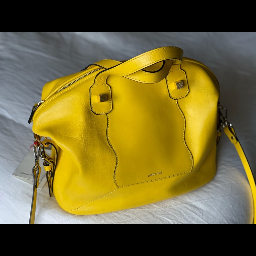 Italian designer Manurina yellow crossbody bag